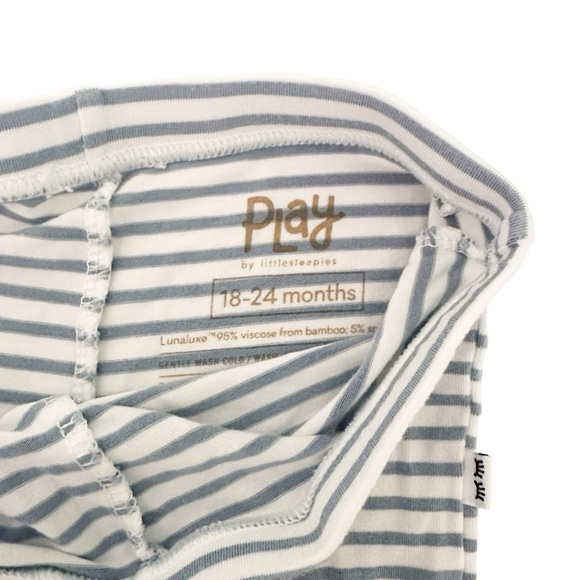 Little Sleepies Play Fog Elbow Patch Crewneck & Striped Legging Set 18-24M - Picture 9 of 10